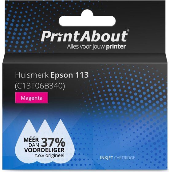 PrintAbout Huismerk 113 (C13T06B340) Magenta Ink Cartridge | Compatible with Epson EcoTank Printers