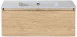 BES LED Frozen Badmeubelset 100 cm - Casella Oak - Keramische Wastafel Wit