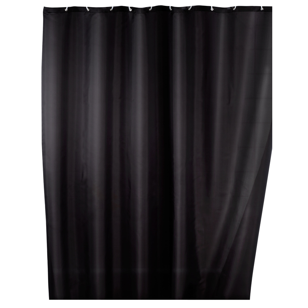 WENKO Anti-mould shower curtain single-colour Black washable 180 x 200 cm