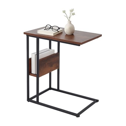Relaxdays bijzettafel bank met opbergruimte, U-vorm, 60x55x36 cm, metaal en MDF, bruin-zwart