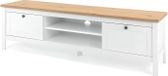 Chêne "Artisan" et blanc meuble TV avec 2 tiroirs, modèle BERGEN, 160 cm