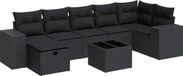 vidaXL Loungeset met kussens, polyrattan, zwart