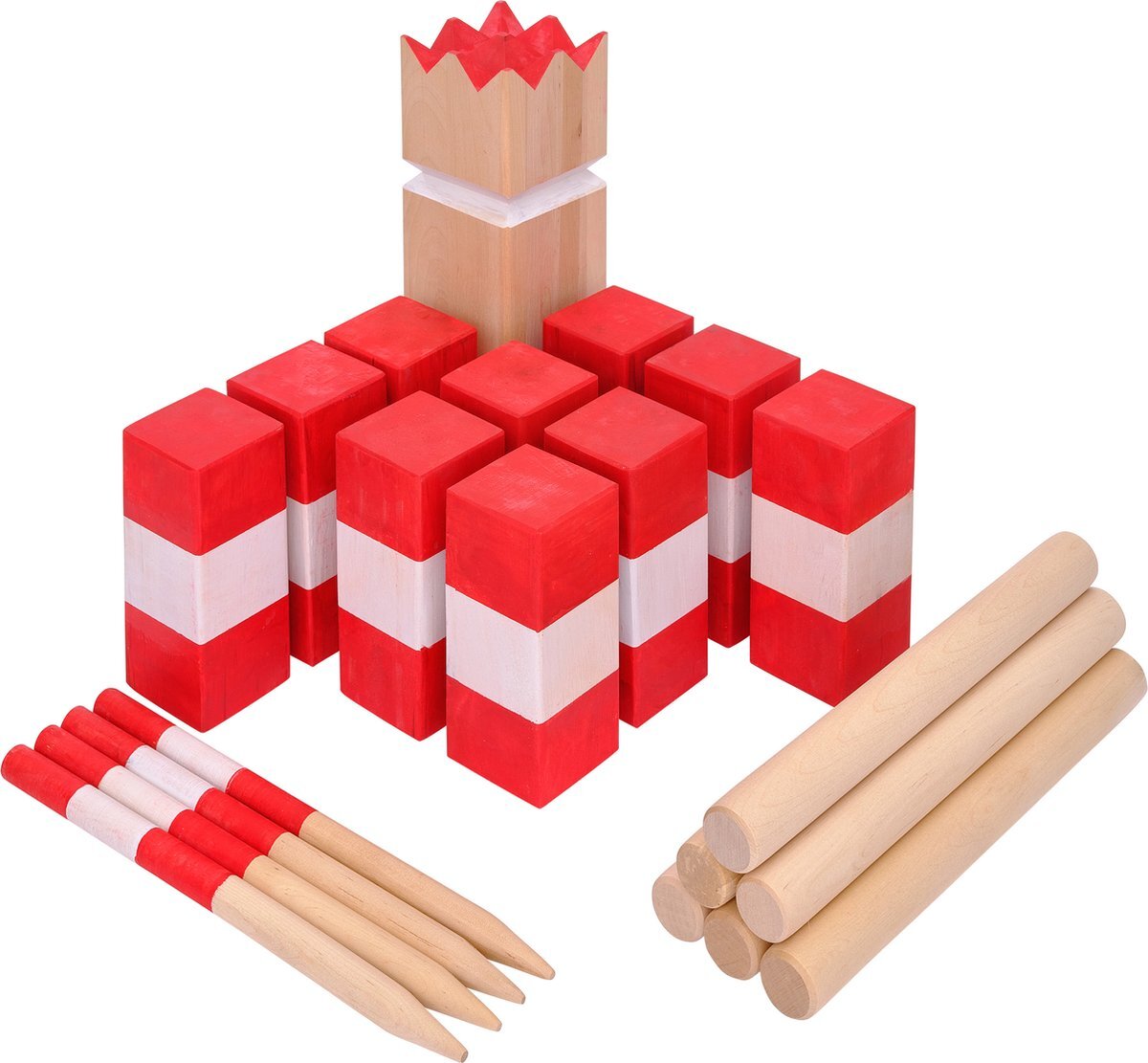 Ocean5 Werp spel Kubb Competition Berken rood/wit 9x9x30 cm