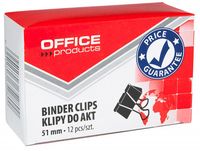 Office Products Foldback-klemmen, 51 mm, 12 stuks, metaal, zwart/zilver