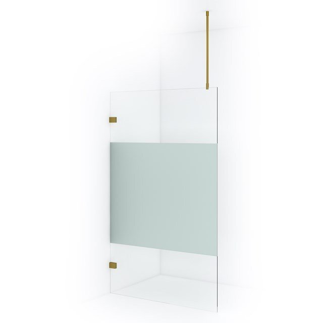 Maxaro Inloopdouche Diamond 120cm 8mm Helder Veiligheidsglas met Matte Strook Goud