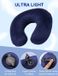 Unyqoos® Coussin de voyage gonflable – support cervical, forme en U, gonflage rapide en 5 secondes, housse en velours douce (lavable), compact et léger, fermeté réglable, bleu