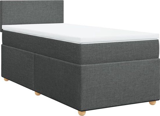 vidaXL Boxspring met matras stof donkergrijs 80x200 cm