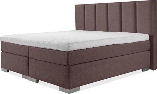BedNL Boxspring Utrecht 200x220 - Bruin - Compleet - Pocketvering - Koudschuim Toplaag - 6 Balken