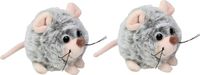 Inware Muizen knuffel - 2x - 9 cm - grijs - muis knuffeldier - pluche