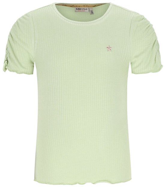 Like Flo Elise Flo girls rib ss shirt - Pistache - Maat 122-128