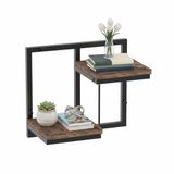 Relaxdays Wandrek - met 2 planken - industrieel - zwart-bruin