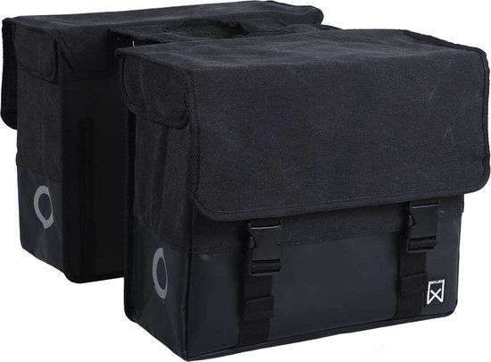 Dubbele Canvas Plus Fietstas - 48L - Zwart/Matzwart