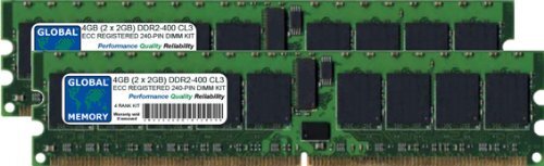 GLOBAL MEMORY 4GB (2 x 2GB) DDR2 400MHz PC2-3200 240-PIN ECC GEREGISTREERD DIMM (RDIMM) GEHEUGEN RAM KIT VOOR SERVERS/WERKSTATIONS/MOEDERBORDEN (4 RANK KIT NON-CHIPKILL)