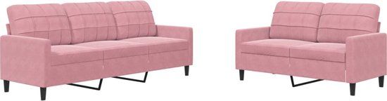 vidaXL 2-delige Loungeset met kussens fluweel roze