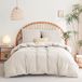 TRANKIELO® - Ensemble de literie 240 x 260 cm - Microfibre beige avec 2 taies d'oreiller 65 x 65 cm - Doux et infroissable