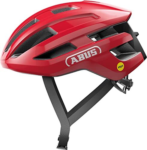 Abus PowerDome Racefietshelm, lichte fietshelm met slim ventilatiesysteem en aerodynamisch profiel, Made in Italy, voor dames en heren, rood, maat S