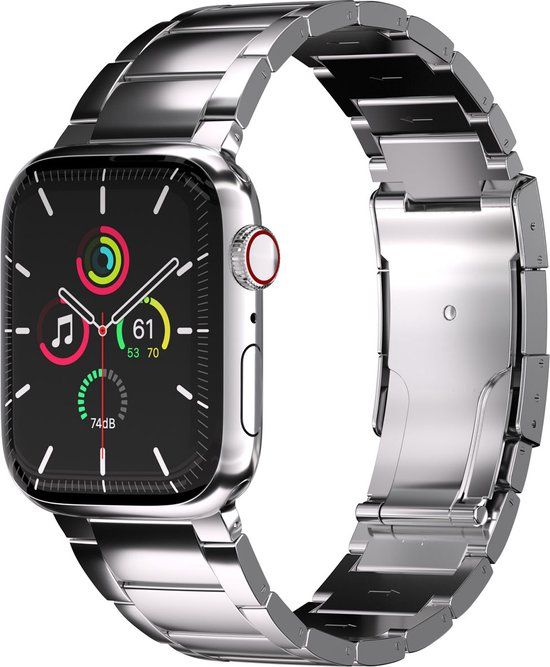 Accezz Glans Titanium bandje Apple Watch 38/40/41mm - Zilver
