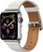 By Qubix - Classic lederen bandje - Wit - Geschikt voor Apple Watch 38mm / 40mm / 41mm / 42mm