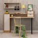 Homemania Bureau Joy – PC-standaard – met planken, tabletten, deuren – voor kantoor, werkkamer, slaapkamer – wit, saffier eiken, zwart van melamine spaanplaat, 145 x 60 x 88 cm