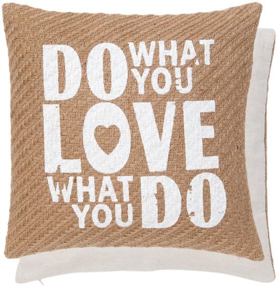 Clayre & Eef Kussenhoes Sierkussen Hoes - Jute - Linnen - Do What You Love ... - 40 x 40 cm