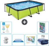 EXIT Toys EXIT Rechthoekig Lime Frame Zwembad - 300 x 200 x 65 cm - Inclusief Pomp - Grondzeil - Loungebed - Solarzeil - 7-delig