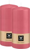 Wiedemann Cilinderkaars/stompkaars - 2x - roze - 15 x 7 cm - 63 branduren
