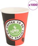 vidaXL Tasses à café en papier 1000 pièces 12 oz 300 ml Rouge et Noir