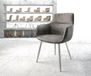 Pejo-Flex Fauteuil 4 pieds conique acier inoxydable microvelours gris antique ressorts ensachés