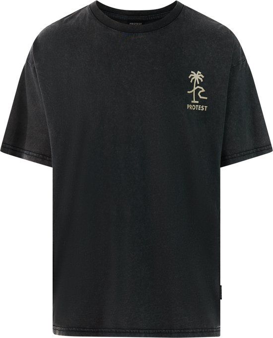 Protest PRTDenwick T-shirt Heren Korte mouwen Ronde hals Loose fit Zwart