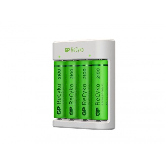GP Batteries USB Battery Charger with 4 AA 2100mAh NiMH Rechargeable Batteries
