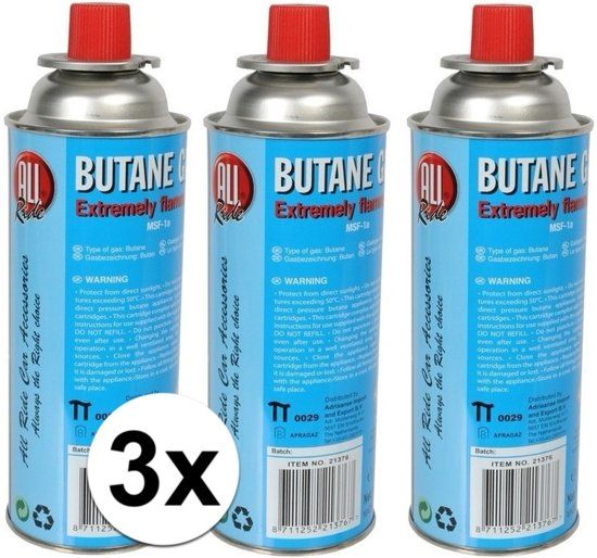 Alrides 3x Kookstel gasflessen butaan gas - 3 stuks a 227 gram - gasbus navulling