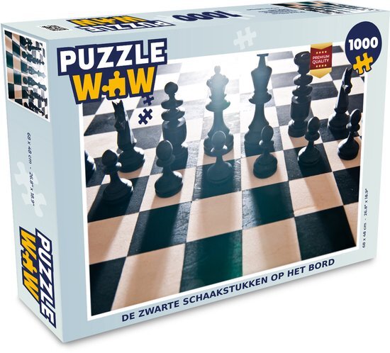 MuchoWow Puzzel De zwarte schaakstukken op het bord - Legpuzzel - Puzzel 1000 stukjes volwassenen