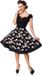 Belsira Vintage Dames Midi-jurk - Zwart - Katoen - Korte mouw - Gebloemd - Maat M