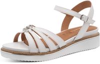 Tamaris - Dames - Platte sandalen - Leer - Wit - Maat 40