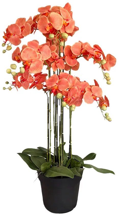 Buitengewoon Boet Orchidee Kunstplant 9-tak 110 cm - Oranje