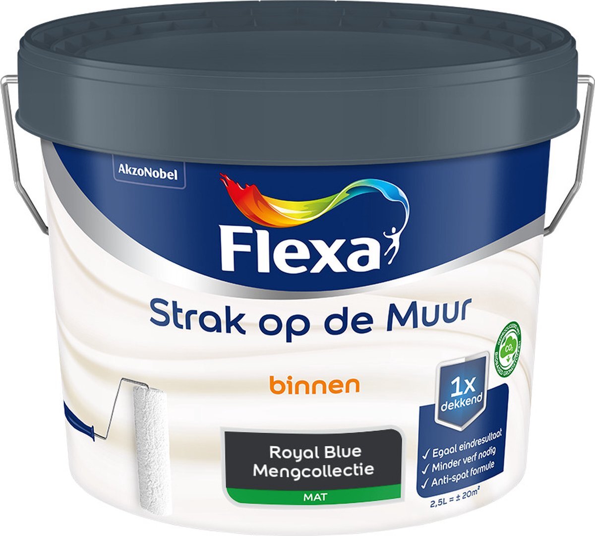 FLEXA Strak op de muur Muurverf - Mengcollectie - Royal Blue - 2,5 liter