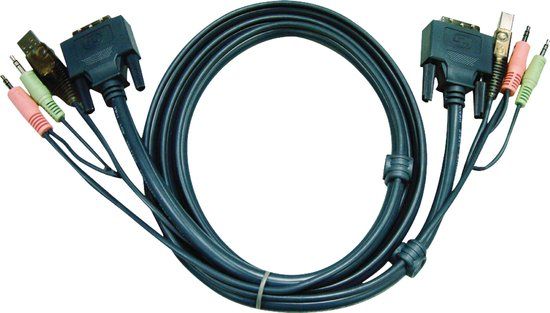 Aten 2L-7D03UD DVI-D Dual Link KVM kabel met audio en USB - 3 meter - Zwart