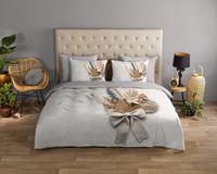 Good Morning dekbedovertrek bloemen - 1 persoons 140x200/220 cm - Grijs - 100% Katoen renforcé