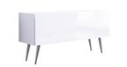 Meuble TV: blanc mat / blanc brillant, pieds chromés, 100 x 52 x 32 cm