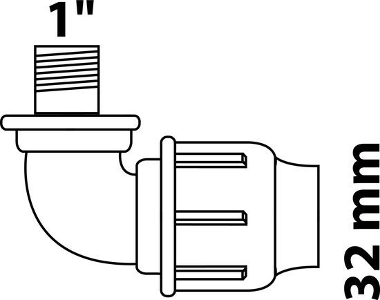 KIRCHHOFF PP knie 90°, 32 mm x 1"BU, knelfitting voor tyleen/socarex