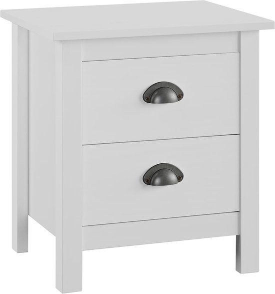 vidaXL Nachtkastje Hill 46x35x49,5 cm massief grenenhout wit