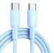 Câble de chargement USB-C, charge rapide 60W, câble en nylon, 1 mètre, bleu, universel