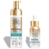 GARNIER Ambre Solaire – set van schuim en serum zelfbruinend en hydraterend – natuurlijke en stralende teint – kokoswater, glycerine, hyaluronzuur – veganistisch en dierproefvrij – gezicht en lichaam