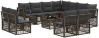 vidaXL Tuinbank - Set - 12-delig - Grijs - Polyrattan