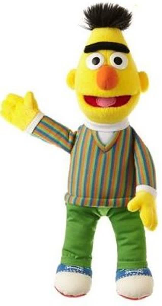 Sesamstraat Bert Knuffel Pop Handpop Groot - 37 cm