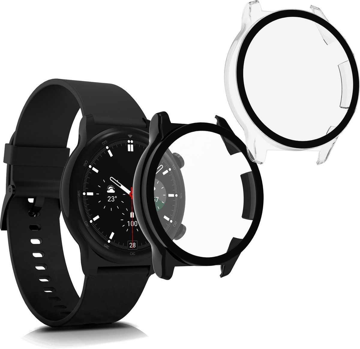 kwmobile 2x cover compatibel met Honor Watch GS 3 - Fitnesstracker cover zwart / transparant