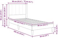 vidaXL Bedframe met matras Donkergrijs 90 x 190 cm Fluweel