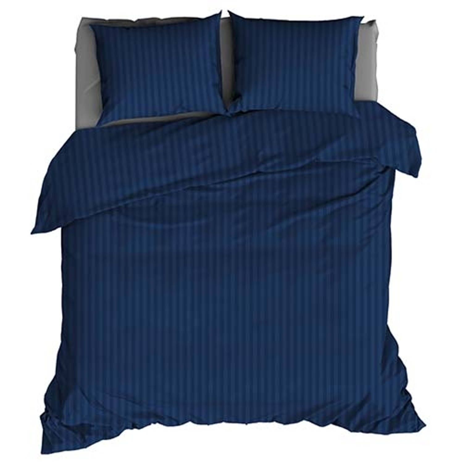 Satin d'or SATIJN Dekbedovertrek 200x200/220 streep nightblue
