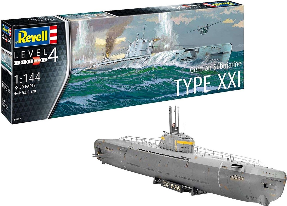 Revell 1:144 05177 German Submarine Type XXI Plastic kit
