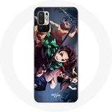 Maniacase Etui voor Xiaomi Redmi Note 10T 5G Tanjiro Nezuko en Inosuke Doder Kimetsu no Yaiba Manga